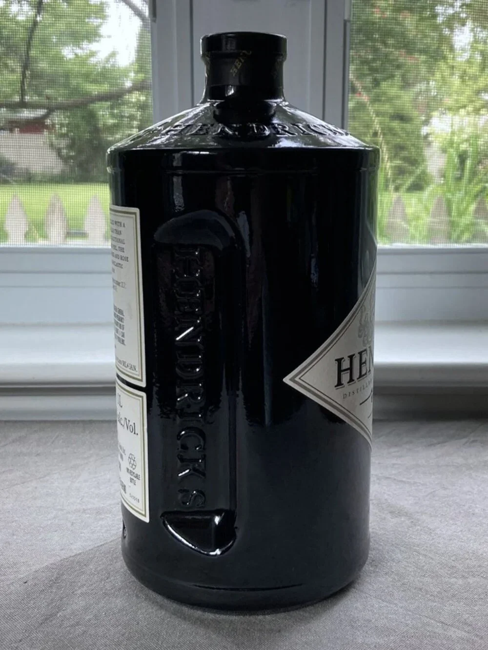 Empty Hendrick's Gin Bottle 1L Original, No Lid, Man Cave, Craft, Upcycle, DIY